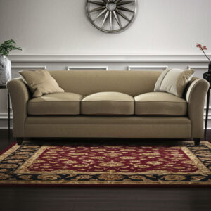 5' X 8' Red Black And Gold Oriental Hand Tufted Area Rug