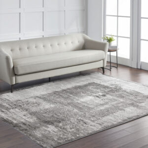 5' X 8' Gray Black And Taupe Abstract Distressed Area Rug