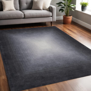 5' X 8' Black White And Gray Abstract Hand Tufted Area Rug