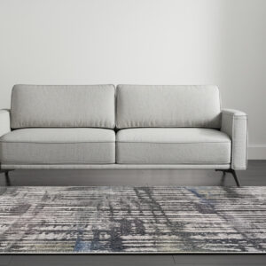5' X 8' Gray Black And Ivory Abstract Distressed Area Rug