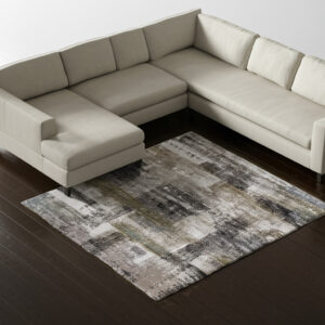 7' X 10' Gray Taupe And Ivory Abstract Distressed Area Rug