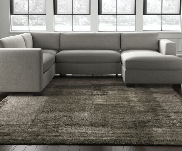 7' X 10' Green And Tan Abstract Distressed Area Rug