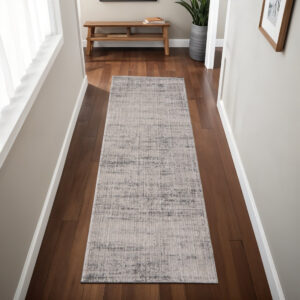 8' Gray Ivory And Taupe Runner Rug