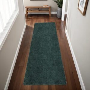 8' Green Hand Woven Runner Rug