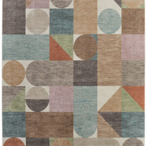 8' X 10' Ivory Brown And Blue Checkered Area Rug