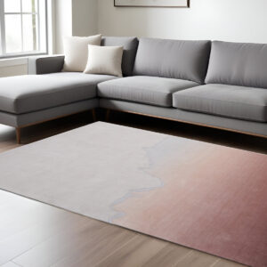 8' X 10' Pink And Ivory Ombre Hand Tufted Area Rug