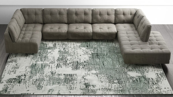 8' X 10' Green And White Abstract Hand Tufted Area Rug