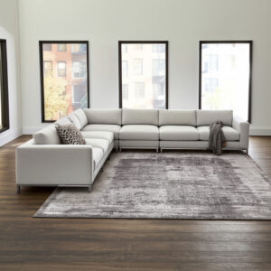 8' X 10' Gray Black And Taupe Abstract Distressed Area Rug