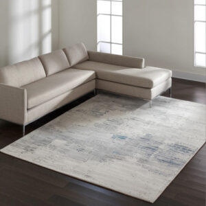 9' X 12' Gray Taupe And Blue Abstract Hand Tufted Area Rug