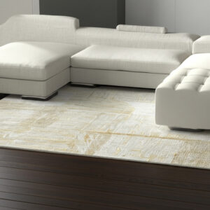8' X 10' Yellow Ivory And Gold Abstract Hand Woven Area Rug