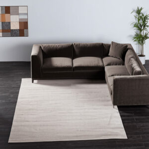 8' X 10' Ivory And Tan Hand Woven Distressed Area Rug