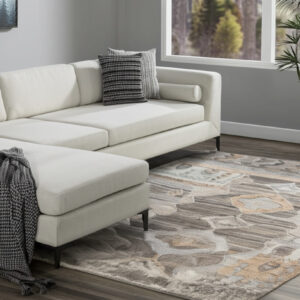 8' X 12' Ivory Gray And Orange Moroccan Hand Knotted Area Rug