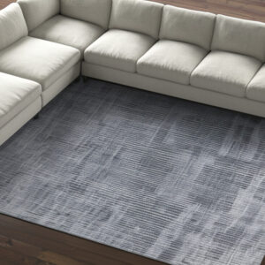 12' X 15' Blue Ivory And Gray Abstract Hand Woven Distressed Area Rug