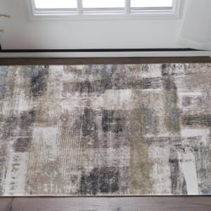 2' X 3' Gray Taupe And Ivory Abstract Distressed Area Rug