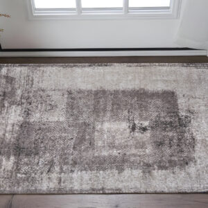 2' X 3' Gray Black And Taupe Abstract Distressed Area Rug