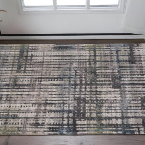 2' X 3' Gray Black And Ivory Abstract Distressed Area Rug