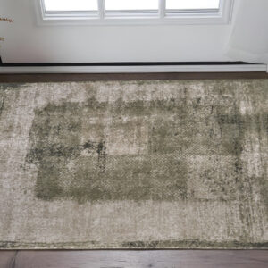 2' X 3' Green And Tan Abstract Distressed Area Rug