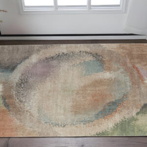 2' X 3' Brown Tan And Blue Abstract Distressed Area Rug